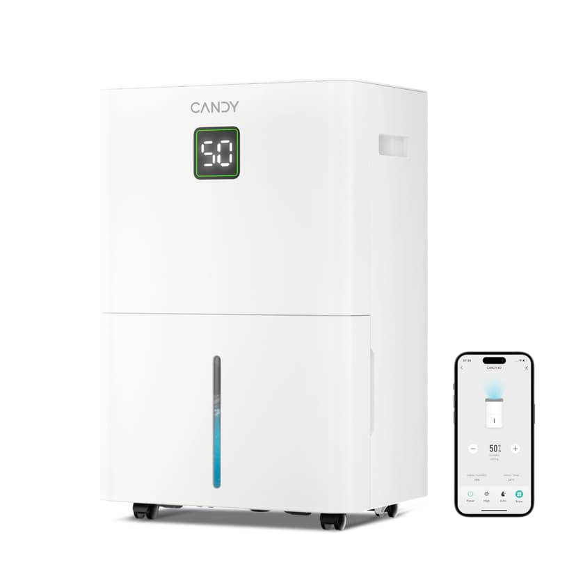 Candy 5500 Sq. Ft Dehumidifier for Basement, Max 100 Pint/Day Large Dehumidifiers for Home with Drain Hose, 1.45 Gallons Water Tank, Intelligent Humidity Reminder with Wifi & Alxea Control