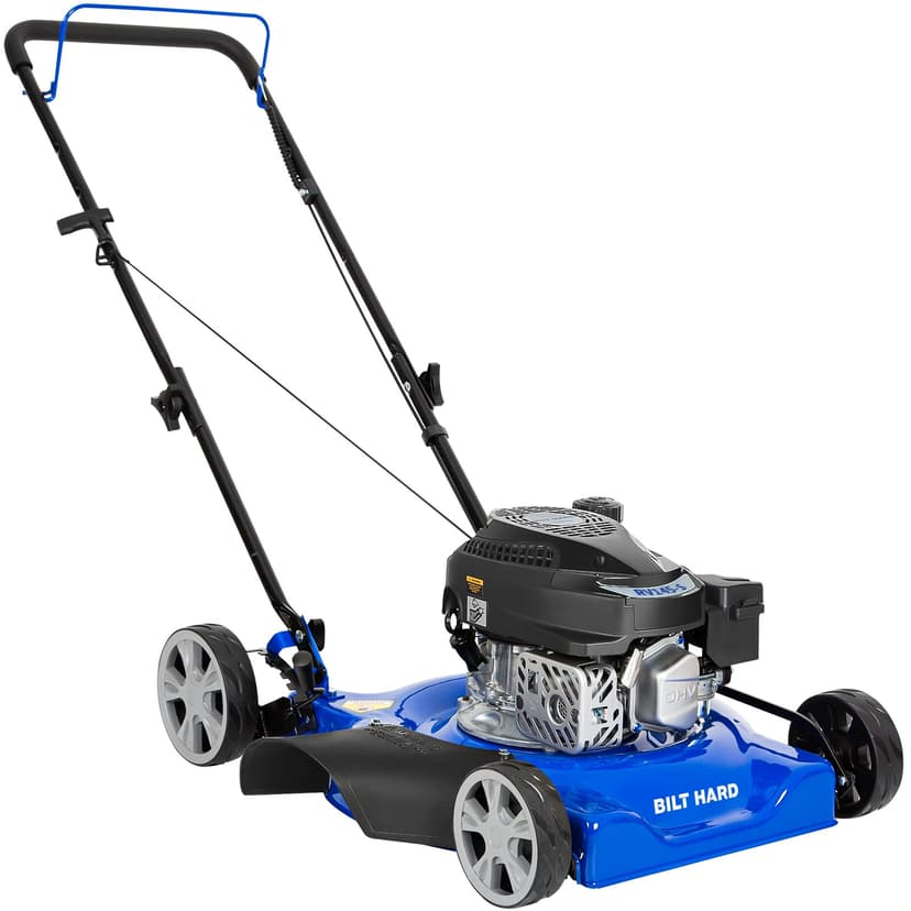 BILT HARD 20'' Push Gas Lawn Mower, 144cc 4-Cycle OHV Engine Walk Behind Lawnmower, Side Discharge with 8-Position Adjustable Cutting Heights for Lawn, Yard and Garden