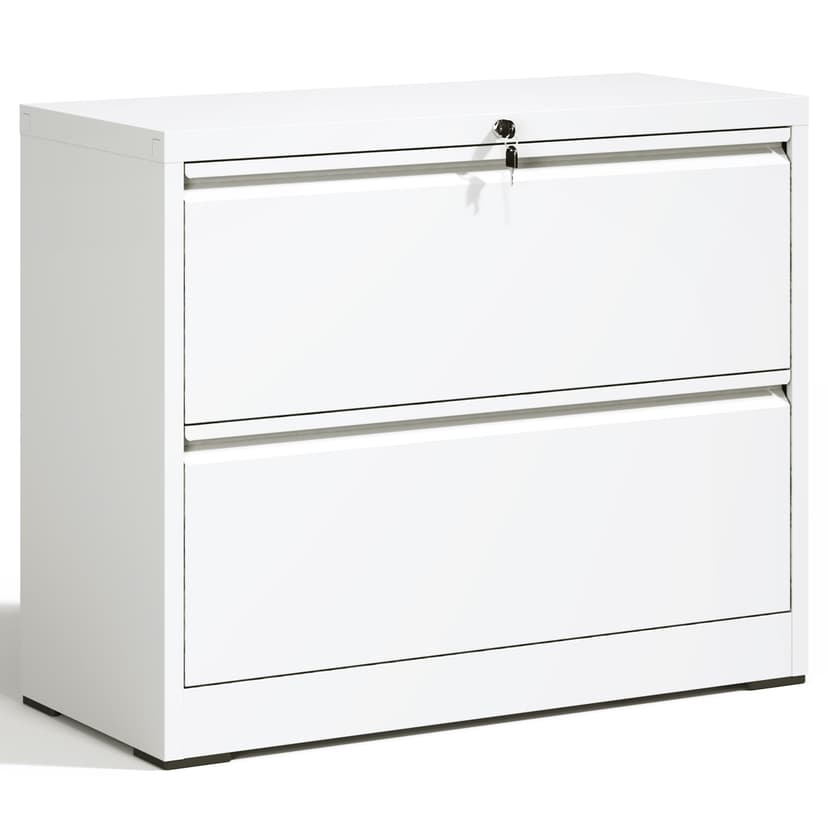 OPTYMIRA 2 Drawer Lateral File Cabinet with Lock Heavy Duty Large Metal Filing Cabinets Home Office White Locking Cabinets Wide Steel Cabinet for Legal/Letter Size,Assembly Required