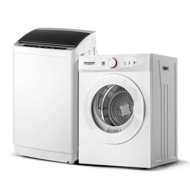 ROVSUN 1.8CuFt Portable Clothes Dryer and 17.8LBS Full-Automatic Washing Machine Set, Compact Laundry Washer and Dryer Combo Set with Stainless Steel Inner Tub, for Apartment, Dorms, Home