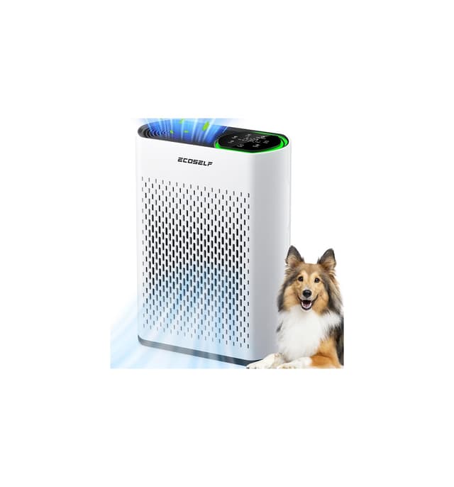 Air Purifier for Large Room, Cleans 2,400 ft² in 30 Mins, 3-Stage True HEPA, 360° Airflow, Large Touch Display Control, Real-Time Air Quality (PM2.5) Display, Ultra-Quiet 20dB Sleep Mode, HAP602 White