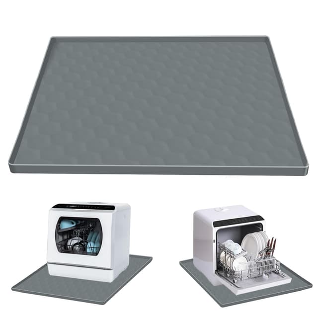 Dishwasher Drain Pan Mat,24''x20'' Dishwasher Drip Tray with Raised Edge,Non-Slip Silicone Dishwashers Drain Pan Floor Mat,Anti-Leakage Dish Washer Tray for Mini Dish Washers(