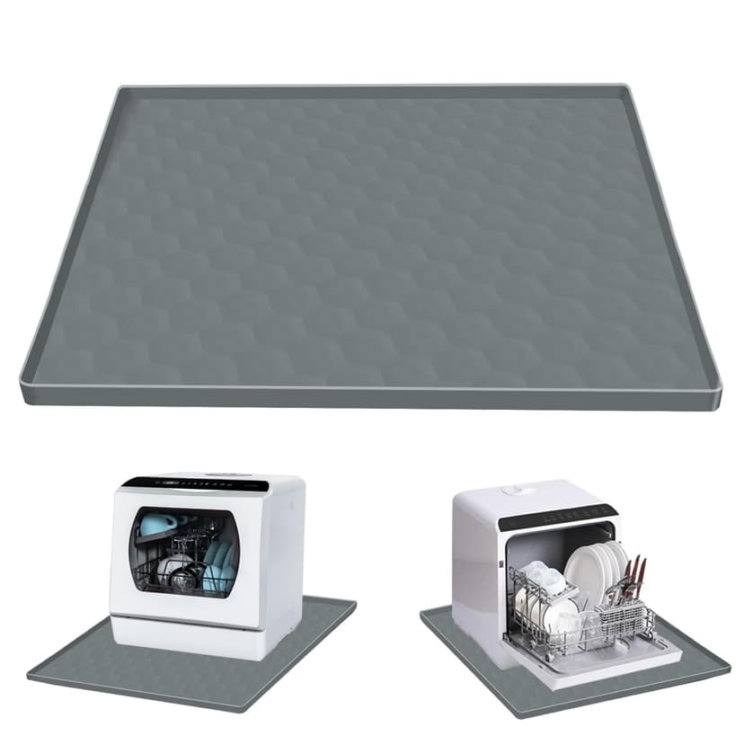 Dishwasher Drain Pan Mat,24''x20'' Dishwasher Drip Tray with Raised Edge,Non-Slip Silicone Dishwashers Drain Pan Floor Mat,Anti-Leakage Dish Washer Tray for Mini Dish Washers(