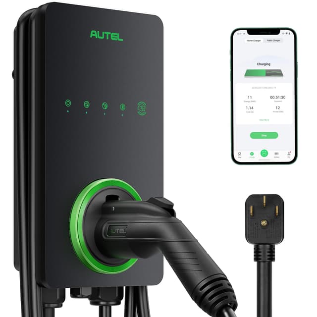 Autel Level 2 EV Charger 40 Amp Home Smart AI Electric Vehicle (EV) Charger, Wi-Fi and Bluetooth Enabled EVSE, with in-Body Holster and 25-Foot Cable NEMA 14-50 Plug(Dark Gray)