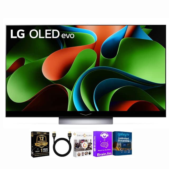 LG 77-Inch OLED C3 HDR 4K Smart OLED TV Bundle - 120 HZ Refresh Rate + UAX 4K HDMI 2.0 Cable + CPS 24 Months Protection and Streaming Kit with Alexa