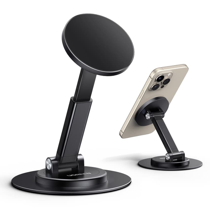 UGREEN Magnetic Phone Stand for MagSafe, Height Adjustable iPhone Stand for Desk with 360° Rotation Compatible for iPhone 17 Air 16 Pro 15 Pro Max 14 Plus 13 12 and MagSafe Case, Black