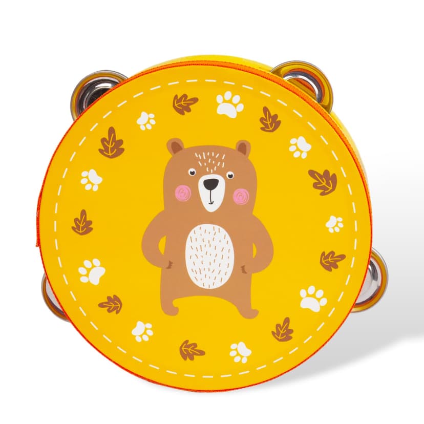 Tambourines Musical Instrument for Kids and Adults, 6 inch Wooden Hand Held Drum Bell Tamborine with Birch Metal Jingles Percussion Hand Tambourine Educational Gift for KTV, Party, Game