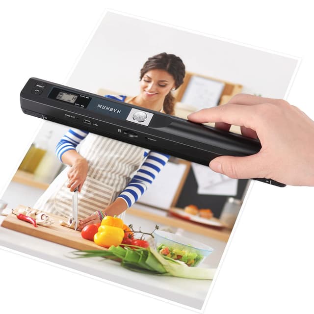 MUNBYN Portable Scanner, 900 DPI Photo Scanner for A4 Documents & Pictures, Wand Reader with 16G SD Card, Flat Scanning, USB Transfer to PC/Laptop, No Driver Required (Black)