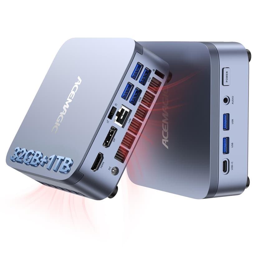 ACEMAGIC M5 Mini PC Windows 11 Pro, Intel Core 14500HX 32GB DDR4 1TB SSD Mini Computers(Beat i9-13900HK/R9 6900HX), NVMe PCIe4.0/USB3.2/Type-C/BT5.2/WiFi6/for Business Office Home Desktop PC 55W