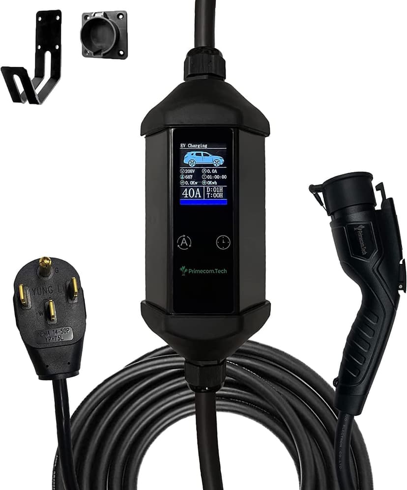 32Amp & 40Amp Primecom Level 2, Electric Vehicle (EV) Charger, (240V, 32A/40A), NEMA 14-50 Electric Car Charger, 30 feet, 40 feet, and 50 Feet Lengths for Tesla Level2 EV Charger (30 Feet, 40 Amp)