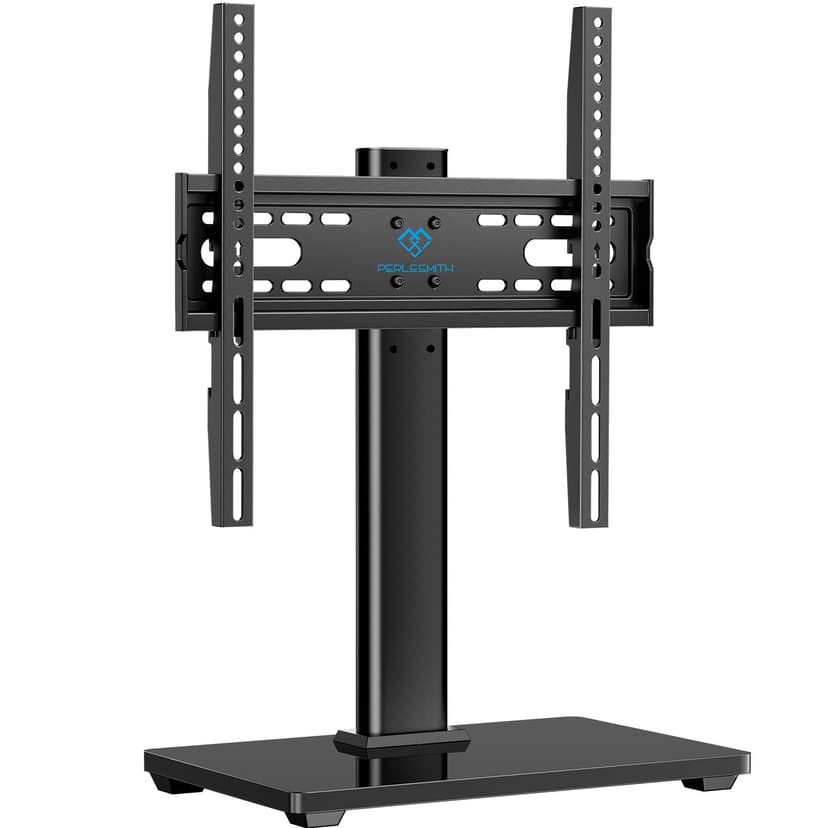 PERLESMITH Universal TV Stand, Table Top TV Stand for 32-60 inch TVs & Monitors, Height Adjustable TV Mount Stand Holds up to 88 lbs with Tempered Glass Base & Wire Management, VESA 400x400mm PSTVS04