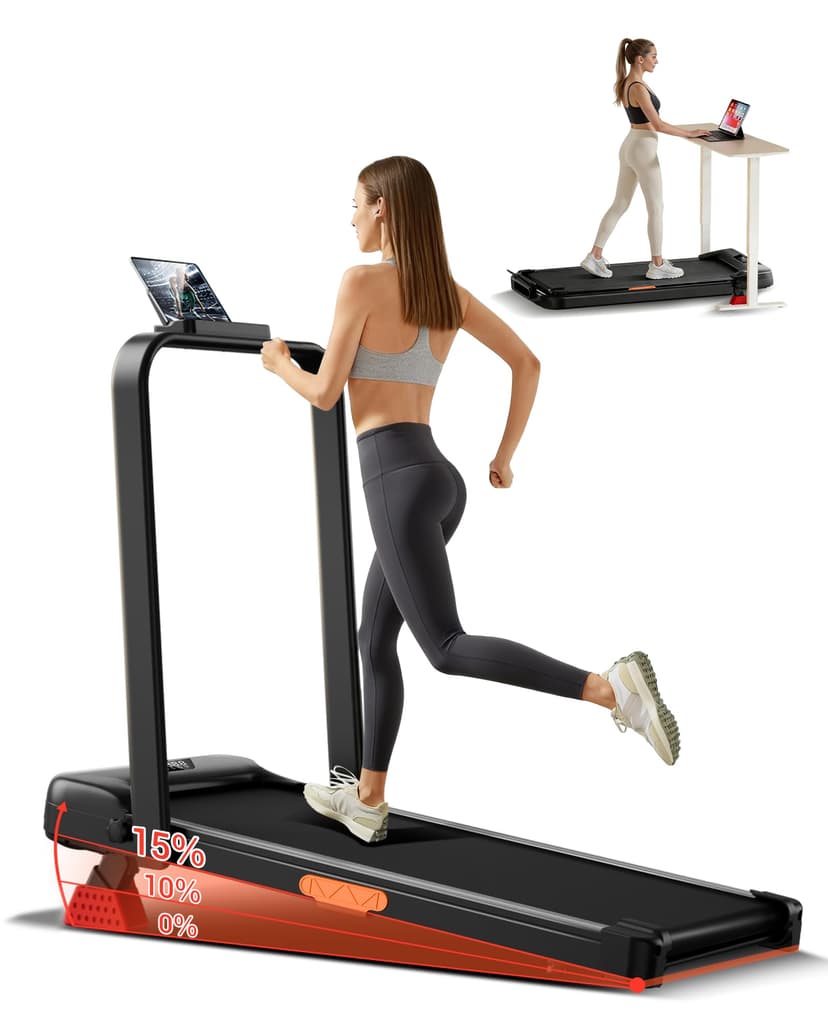 3-in-1 Walking Pad with 15% Incline, Portable Under Desk Treadmill, Foldable Treadmills for Home and Office, 2.5 HP Quiet Walking Pad Treadmill with 300 LBS Capacity