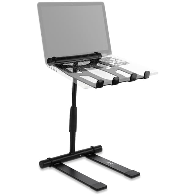 Pyle Portable Folding Laptop Stand - Standing Table with Adjustable Angle, Foldable Height and Four Prong Anti-Slip Tray for iPad, Tablet, DJ Mixer, Workstation, Gaming and Home Use - PLPTS55