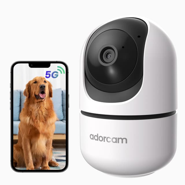 adorcam Indoor Camera for Home Security: 5G & 2.4G WiFi 2K 360° Pan Tilt Camera with 2 Way Audio Night Vision Phone App Video Surveillance for House Room Apartment Monitoring Baby Nanny Pet Dog Cat