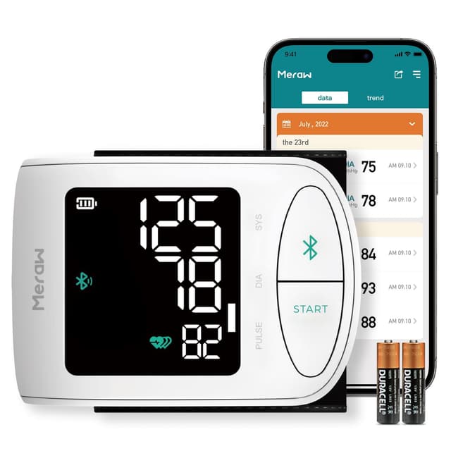 Meraw Blood Pressure Monitor Adult Cuff, Blood Pressure Cuff Monitor Wrist, Blood Pressure Machine Home Use 5.3-8.5" Irregular Heartbeat Monitoring APP Automatic Bluetooth High Accuracy Aspen White