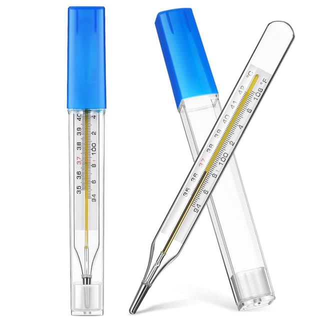 MAGICLULU 2Pcs Glass Temperature for Adults, Oral Temperature Armpit Precise Measurement Fast Reading for Kids Baby Elderly Family Clinic Dual Scale ℃ & ℉