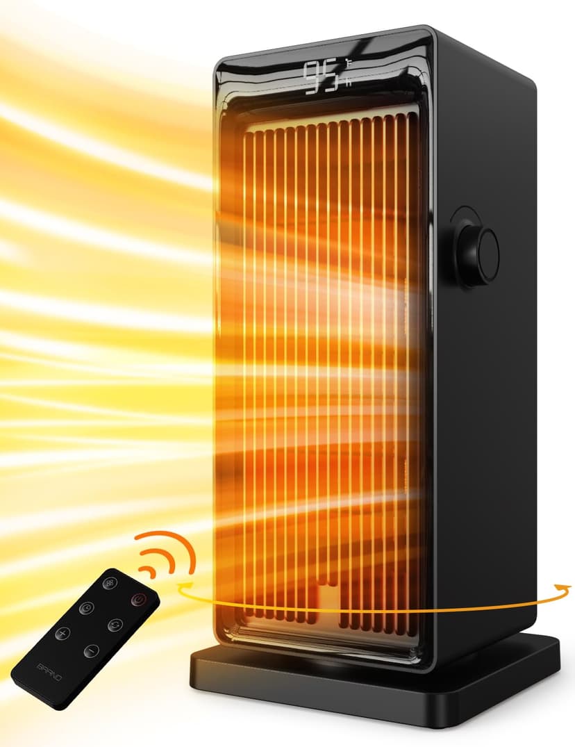 SANVINDER Space Heater, 1500W Space Heaters for Indoor Use Electric Heater for Bedroom, ECO Thermostat 90° Oscillating 24H Timer, Fast Heating, Remote Control, Safe for Home Office Room