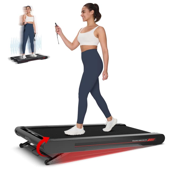 Sperax Walking Vibration Pad with Manual Incline,Under Desk Treadmill for Home,4 in 1 Vibration Plate Exercise Machine with APP,350LB Capacity