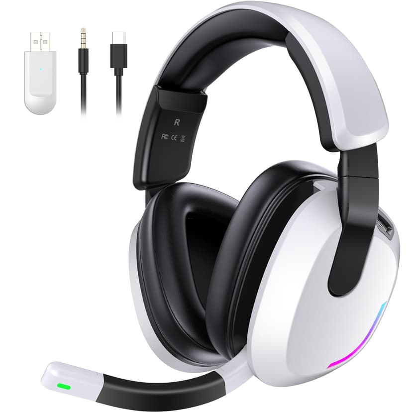 YPBDAN Wireless Gaming Headset for PS5 PS4 PC Switch Mac - RGB Over-Ear Headphones with Noise Cancelling Mic, 60H Playtime, 7.1 Surround Sound, Bluetooth 5.4 & Memory Foam Ear Cushions