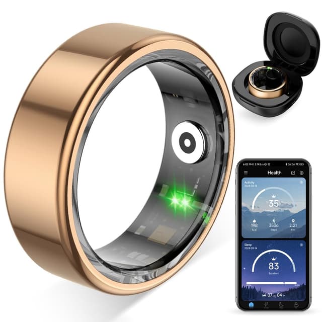 COLMI R02 Smart Ring, a Smart Ring for Women and Men, with a Charging case, Supports Heart Rate, Blood Oxygen, Sleep Health Monitoring, and Sports Tracking Ring, No Subscription Fee. (Rose Gold, 7#)