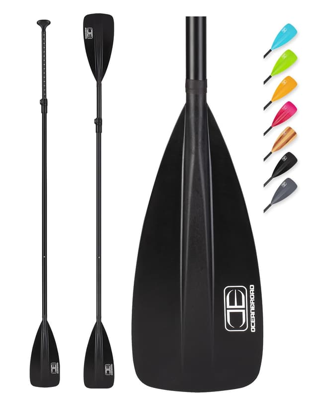 OCEANBROAD SUP Paddle - Adjustable Stand-Up Paddle for Paddleboard Kayak, Adjustable Aluminum Alloy Shaft 68" - 84", 4-Piece, Black