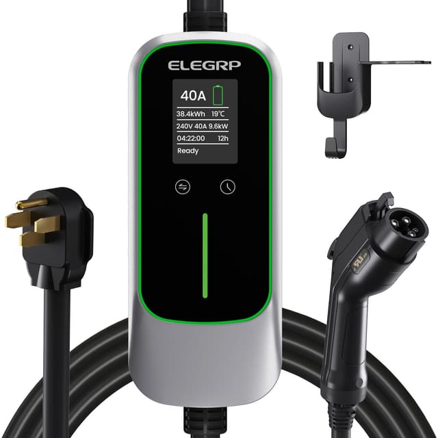 ELEGRP Level 2 EV Charger 40 Amp, Home & Portable Electric Car Charging Station with 25FT J1772 Charger and NEMA 14-50 Plug, 9.6kW for BEVs & PHEVs, ETL Certified PBE & LCR Tech