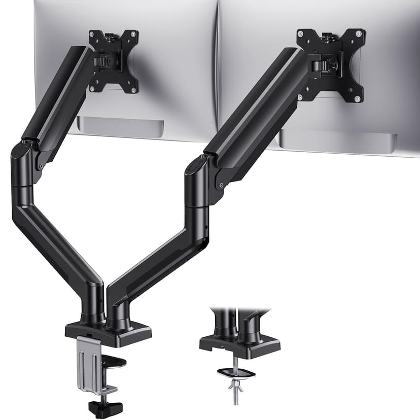 HUANUO Dual Monitor Mount for 2 Monitors up to 32 inches, Each Arm Holds Max 22lbs, Dual Monitor Stand with Advanced System, Height-Adjustable/Tilt/Swivel/Rotate, VESA Standard 75mm or 100mm