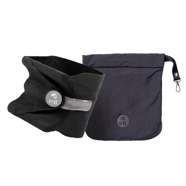 trtl Pillow - Scientifically Proven, Super Soft Neck Support Travel Pillow for Airplanes - Lightweight and Machine Washable - Ergonomic Design for Traveling on Flights, Cars, and Trains - Black