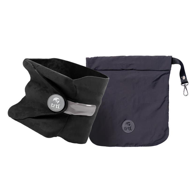 trtl Pillow - Scientifically Proven, Super Soft Neck Support Travel Pillow for Airplanes - Lightweight and Machine Washable - Ergonomic Design for Traveling on Flights, Cars, and Trains - Black