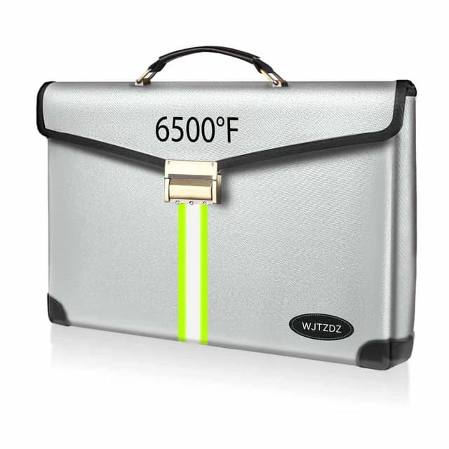 6500°F Large Capacity Upgraded Fireproof Money Bag with Lock,10 Layers of Heat Insulated Materials with Waterproof Zipper/Reflective Strip with Handle for Cash/Important Documents