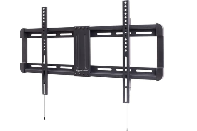 Amazon Basics Low Profile TV Wall Mount with Horizontal Post Installation Leveling for 32 to 86 inch TVs, Wood Studs Compatible, Black
