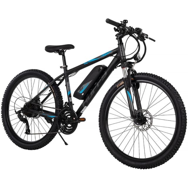 Huffy Transic + 26” Electric Mountain Bike, Aluminum Frame, Black, Pedal Assist up to 20mph