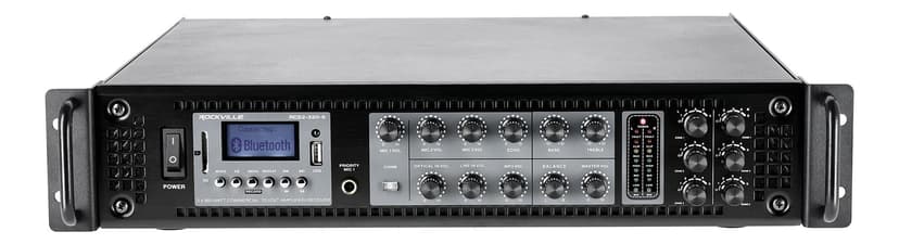 Rockville RCS2-320-6 320W 6-Zone Stereo/Mono Commercial 70V Amplifier, Bluetooth, USB/SD, Optical Input, Perfect for Restaurants, Schools, Offices, and Multi-Room Audio