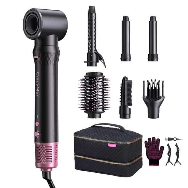 Air Wrap Hair Styler, Fast Drying Blow Dryer & Curling StylingTool, Hot Air Styler No Heat Damage, Hot Air Styler Wrap for Curling Volumizing Straightening Styling（Pink）