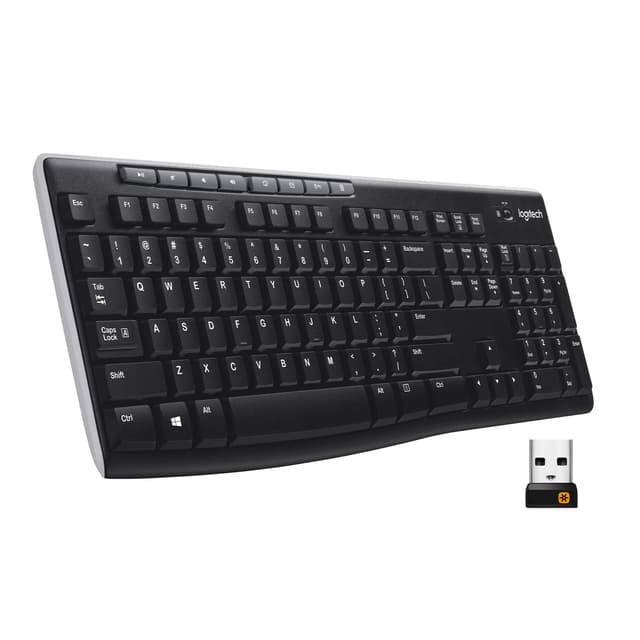 Logitech K270 Wireless Keyboard for Windows, 2.4 GHz Wireless, Full-Size, Number Pad, 8 Multimedia Keys, 2-Year Battery Life, Compatible with PC, Laptop, Black
