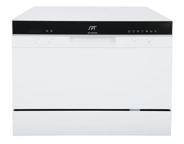 SPT SD-2224DW ENERGY STAR Countertop Dishwasher with Delay Start - Portable Dishwasher with Stainless Steel Interior and 6 Place Settings for Apartment Office And Home Kitchen, White