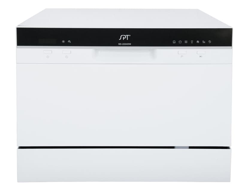 SPT SD-2224DW ENERGY STAR Countertop Dishwasher with Delay Start - Portable Dishwasher with Stainless Steel Interior and 6 Place Settings for Apartment Office And Home Kitchen, White