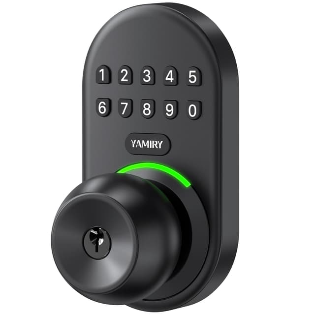 Keypad Smart Door Knob Lock, Yamiry Keyless Entry Digital Lock with Handle, Electronic Code Knob for Front Door, Easy Installation
