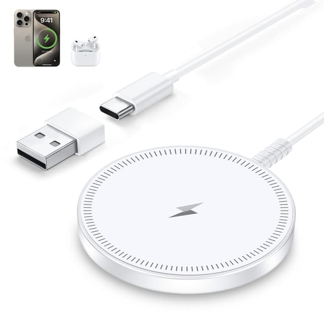 MagSafe Charger Magnetic Wireless iPhone Charge Compatible with iPhone 17 Pro Max Air 16 15 14 Pro Max Plus 13 12 Pro Max & AirPods 4 3 2 Pro - Charging Pad Dock for Travel Home Office