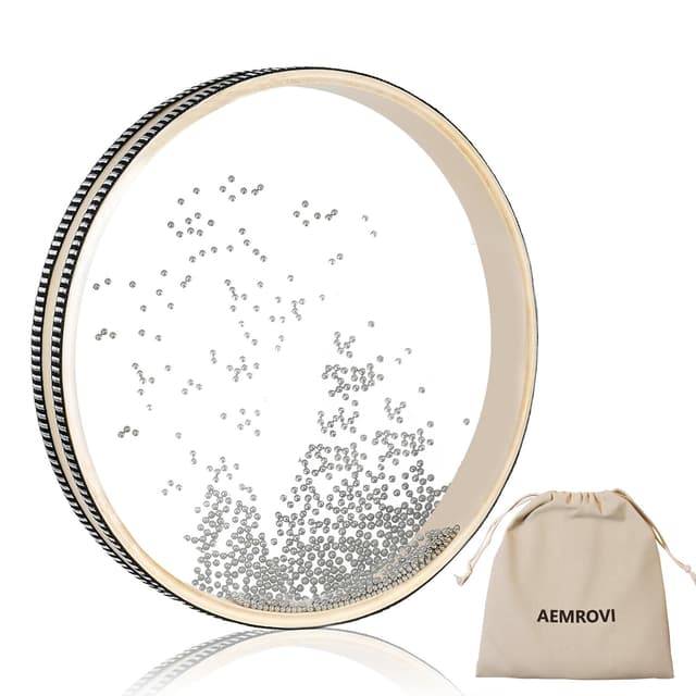 Ocean Drum Sea Drum- With Hardwood Shell and Wave Beads- Sound Healing Instrument for Meditation, Relaxation, Yoga, Stress Relief- Includes Storage Bag (10inch)