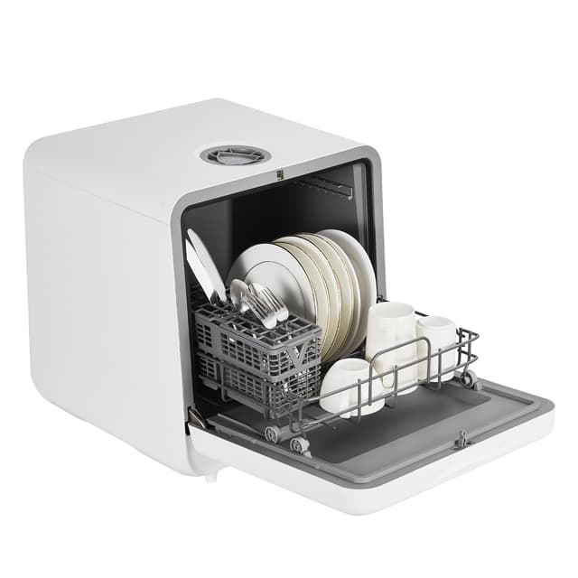 Countertop Dishwasher, Mini Dishwasher with Faucet & Manual Water Tank(5L) Modes Water Inlet, Compact with More Space Inside,6 Programs Ideal for RV & Apartments, No Hookup Needed