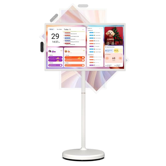 ApoloSign 32 inch FHD Smart Portable TV Gen2, 16G +128G Storage, Android 15 OS, 15000mAh, Rolling TV on Wheels with Rotatable Touch Screen, Built-in Battery, Full Swivel Rotation, Voice Remote