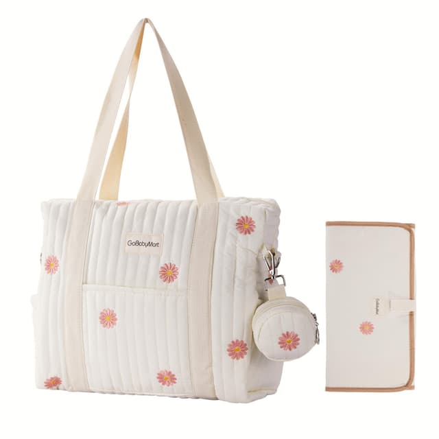 GOBABYMART 3pc Diaper Bag Tote Set, Hospital Bag for Labor & Delivery, Maternity Travel Bag with Changing Pad & Pacifier Case