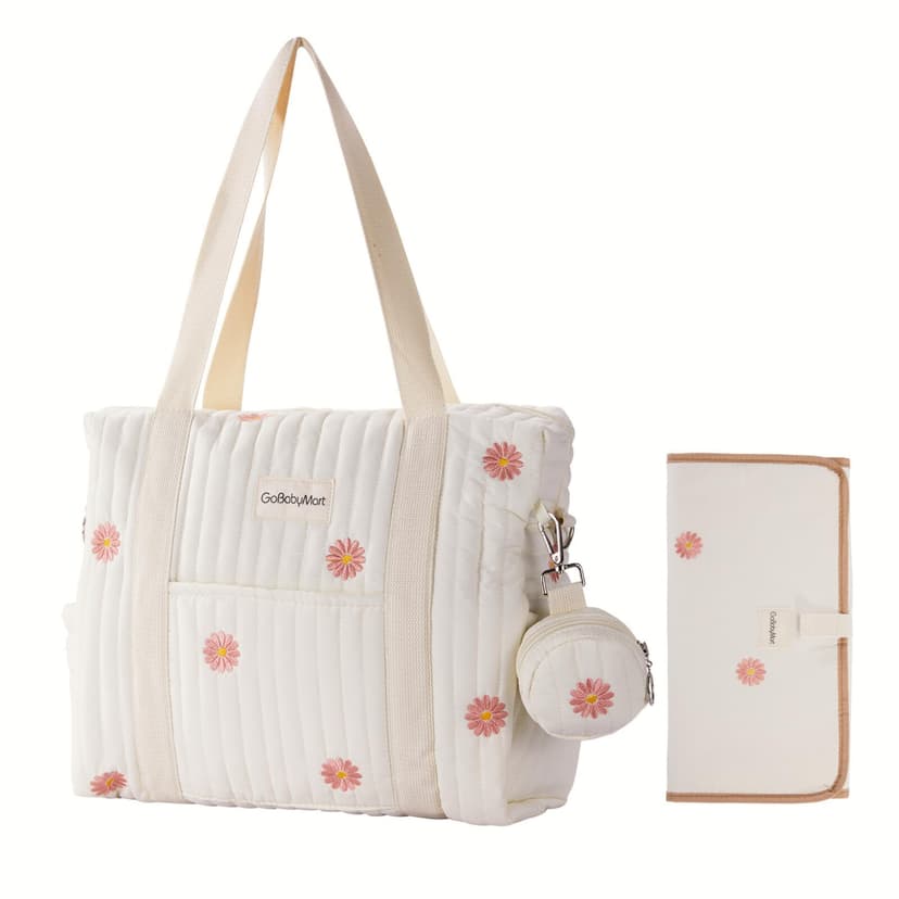 GOBABYMART 3pc Diaper Bag Tote Set, Hospital Bag for Labor & Delivery, Maternity Travel Bag with Changing Pad & Pacifier Case