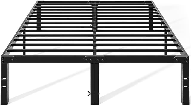 OLIXIS Metal Full Bed Frame - 14in High with Storage Space, No Box Spring Needed with Sturdy Steel Slat Support, 2200LBS Heavy Duty for Easy Assembly, Black for Bedroom