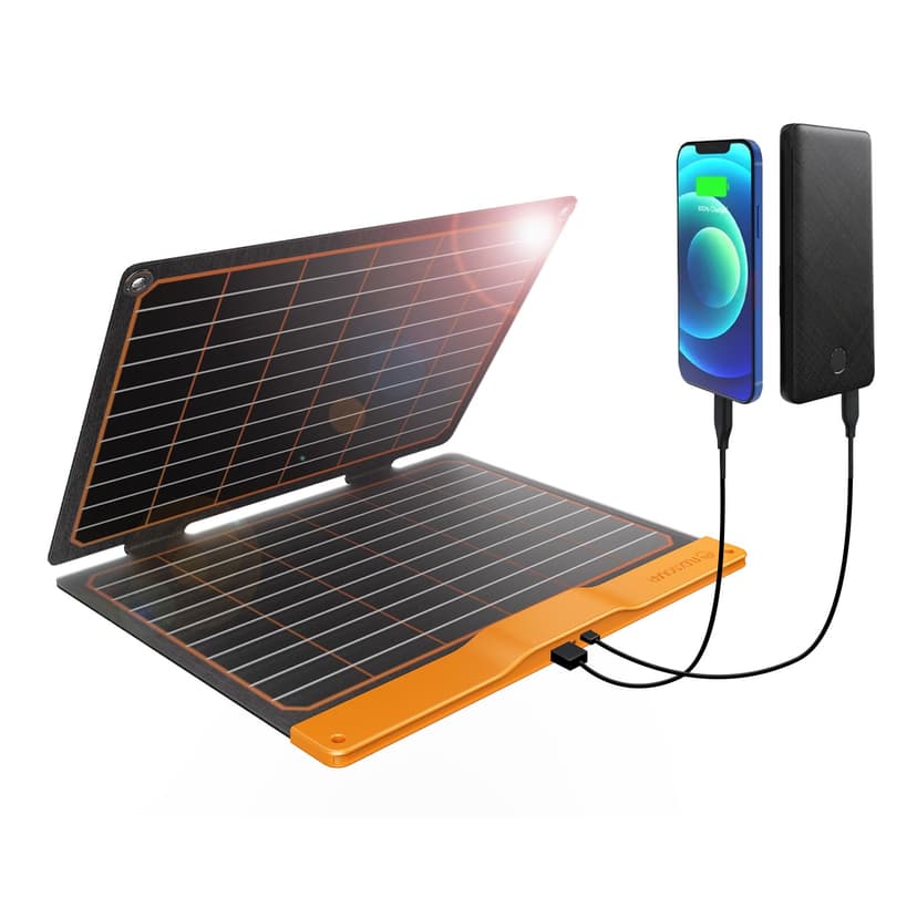 20W Small Solar Panel Charger 5V USB-A USB-C Foldable Portable Lightweight ETFE Power Emergency Panel IP67 Waterproof Hiking Camping Backpacking for Phones Tablets Power Bank