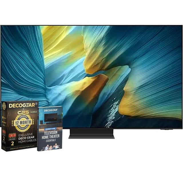 Samsung 77 inch OLED 4K S95F Smart TV (2025) Vision AI, OLED HDR Pro, Glare-Free Bundle with CPS Exclusive 1-Year Protection & Deco Gear Complete Home Theater Beginner's Guidebook
