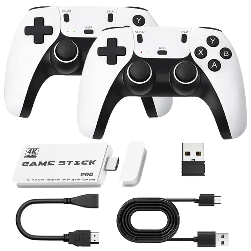 2026 Upgrade M15 Retro Game Stick Pro, 128G, with 40,000 Built-in Classic Video Games, Retro Gaming Console with 23 Emulators, Plug & Play for TV Video Gaming Stick with Dual 2.4G Controllers