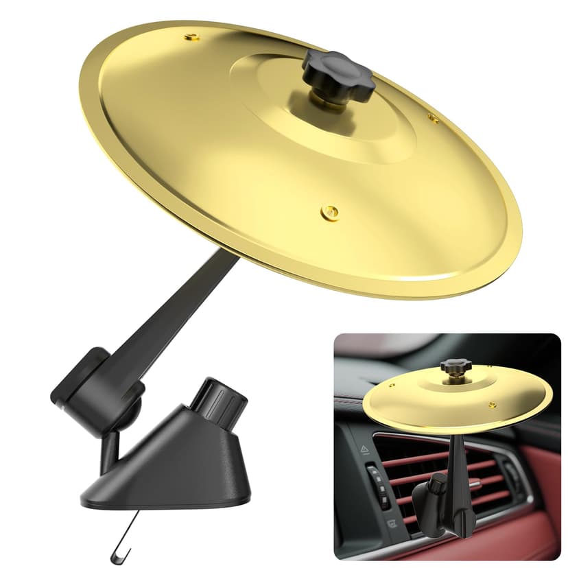 Car Cymbal Air Vent, Mini Car Crash Cymbals, Add Fun to Your Drive with Car Drum | A Great Gift For Drummers And Music Lovers | All Vehicle Types (Gold, 5.5 Inch)