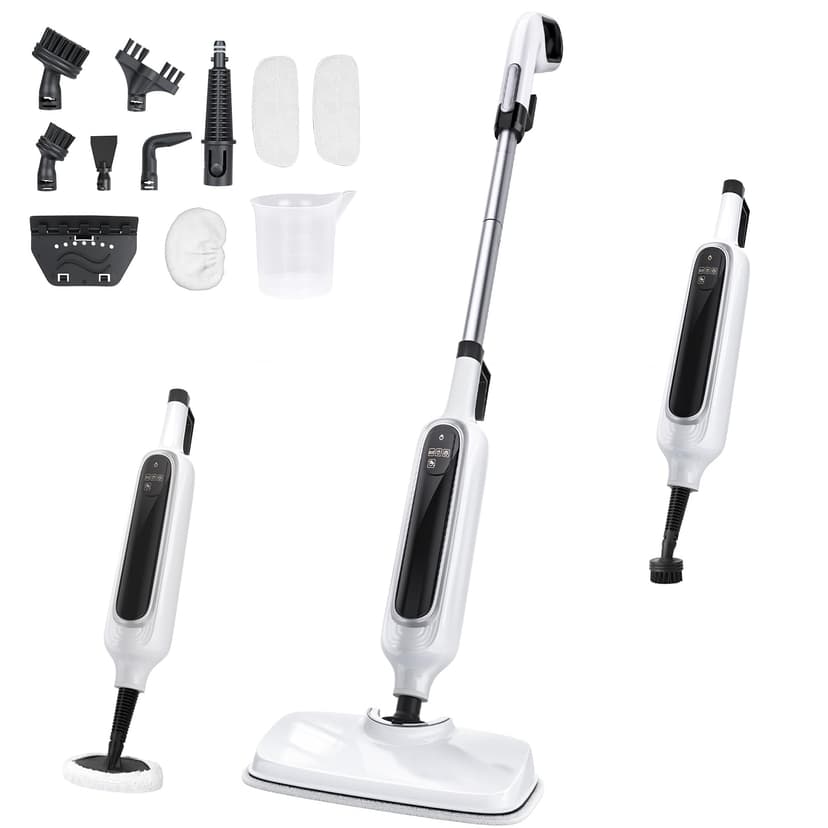 12-in-1 Steam Mop, Detachable Handheld Steam Cleaner for Home, 23FT Cord, 3 Steam Modes & LED Display, Steam Mops for Floor Cleaning, Bathroom, Windows, Sofas, Clothes, Tile Grout, Carpets, Furniture